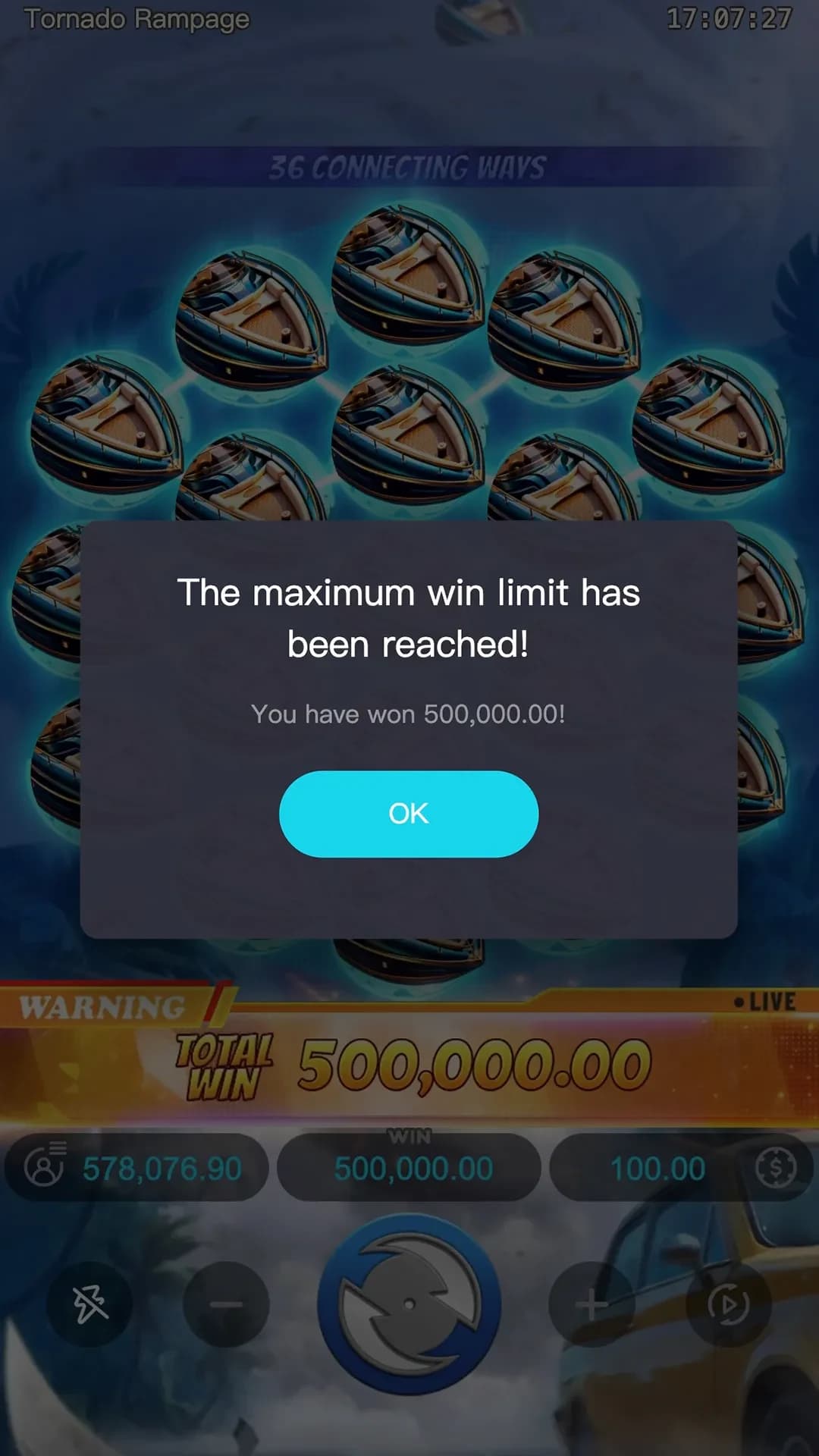 อัตราการจ่ายเงินรางวัลสูงสุด(Maximum Win) 1